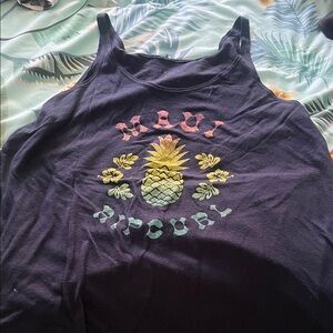 Rip Curl Navy Tank Top with Pastel Pineapple Graphic